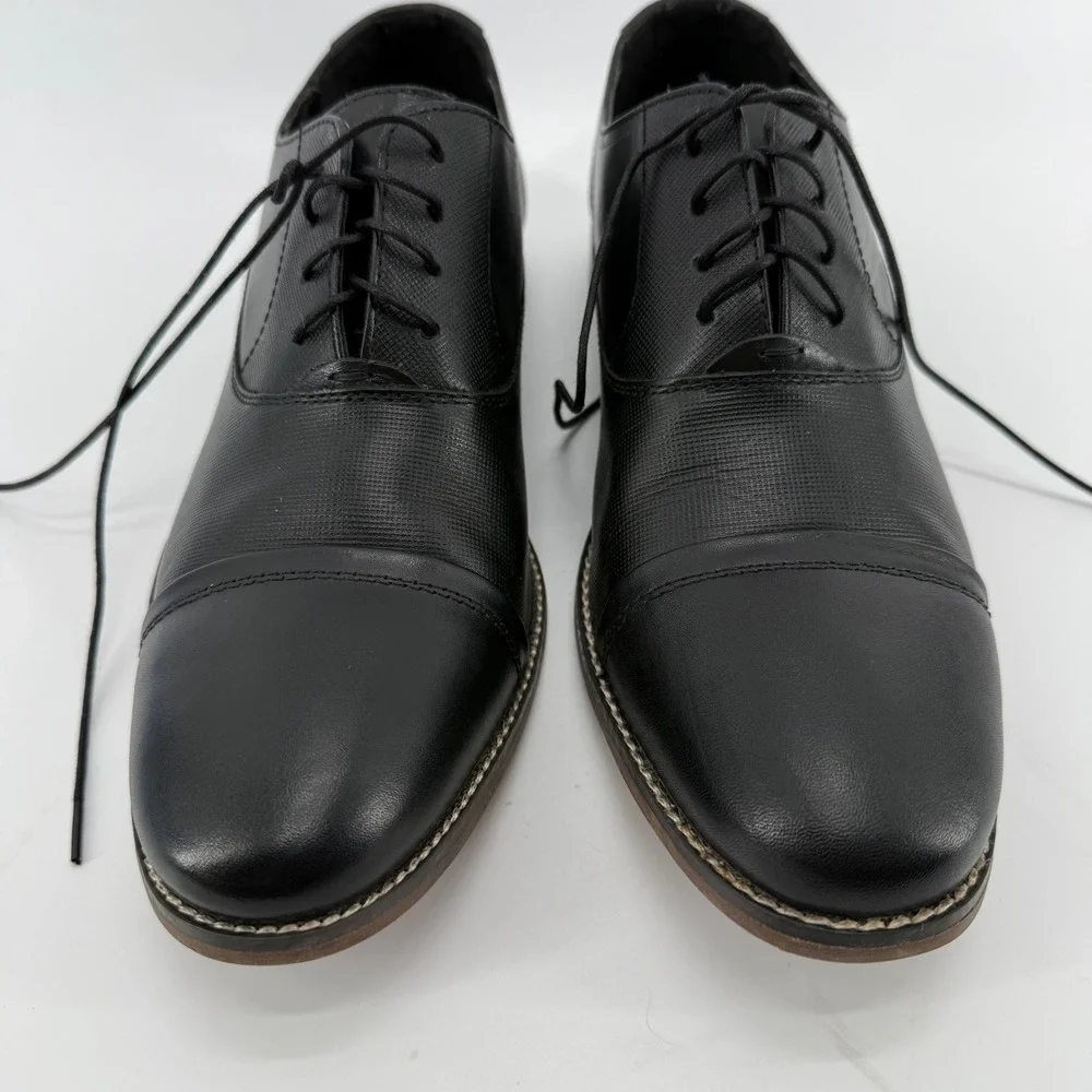 Steve Madden Mens Finnch 017 Black Leather Cap Toe Oxford‎ Dress Shoes Size 11
